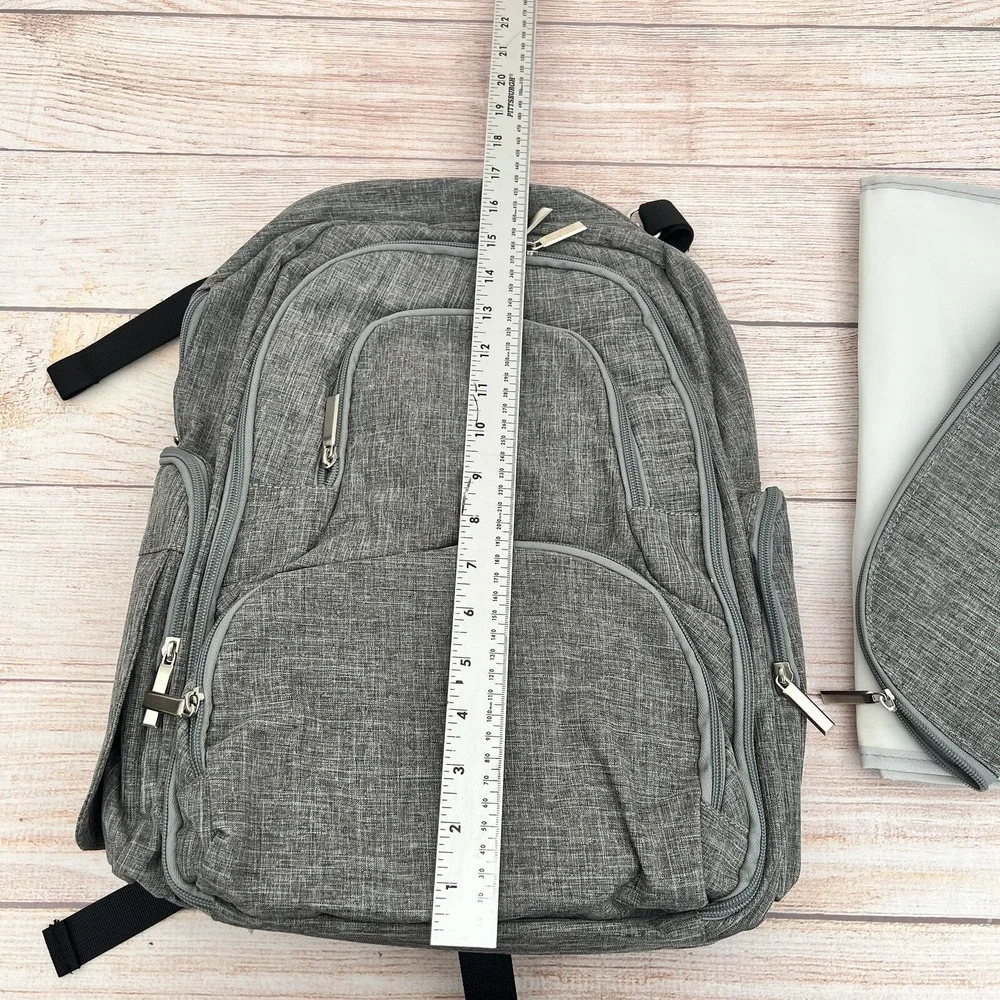 Large Diaper Bag Backpack 3 in 1 Expandable Baby Changing Station Travel Gray